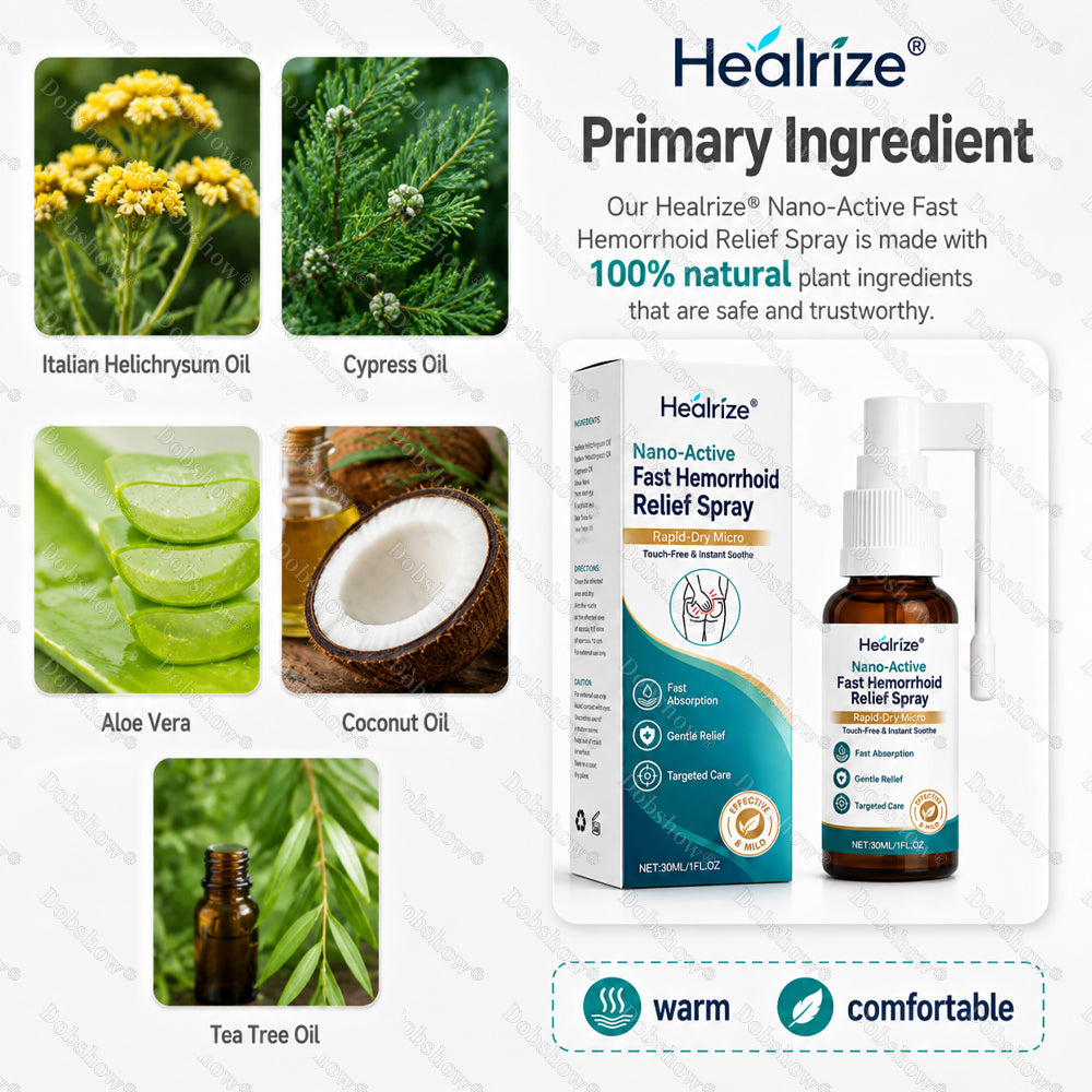 🌿👨‍⚕️Healrize® Nano-Active Fast Hemorrhoid Relief Spray | Rapid-Dry Micro-Mist with Essential Oils, Touch-Free & Instant Soothe