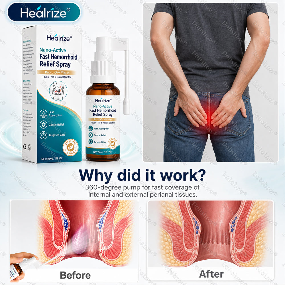 🌿👨‍⚕️Healrize® Nano-Active Fast Hemorrhoid Relief Spray | Rapid-Dry Micro-Mist with Essential Oils, Touch-Free & Instant Soothe