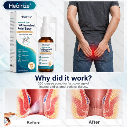 🌿👨‍⚕️Healrize® Nano-Active Fast Hemorrhoid Relief Spray | Rapid-Dry Micro-Mist with Essential Oils, Touch-Free & Instant Soothe