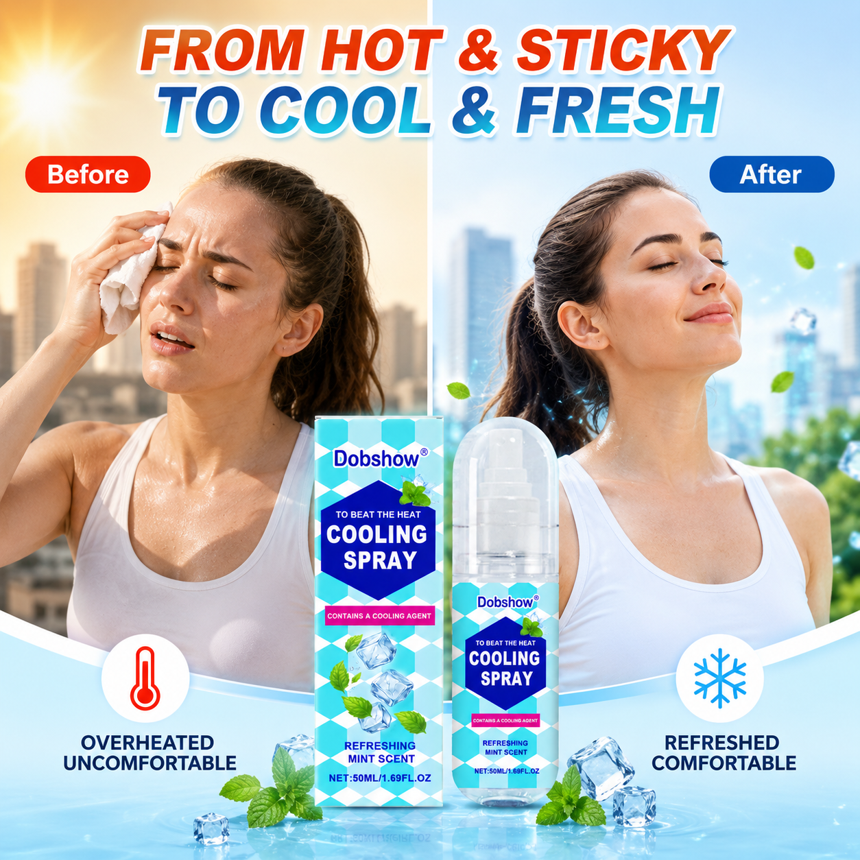 Dobshow® Body Cooling Spray,Cool Spray for Summer